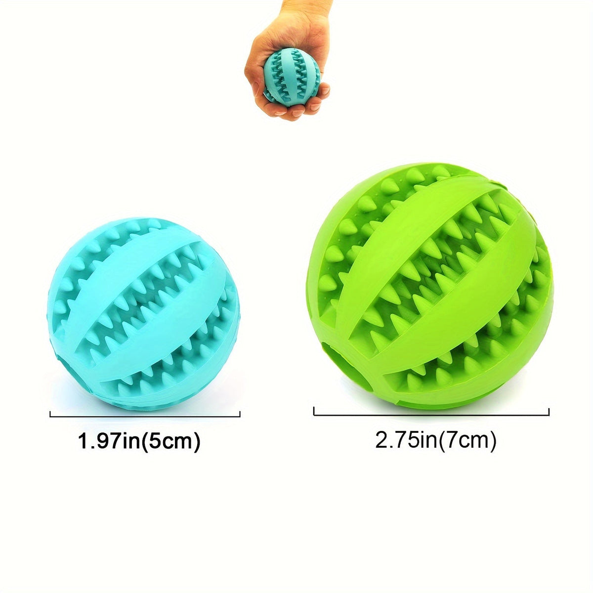 Balle distributrice de friandises pour chiens et chats – Jouet puzzle interactif à alimentation lente pour stimulation mentale, nettoyage des dents et entraînement à la morsure, balle éducative, 2 tailles, couleurs aléatoires