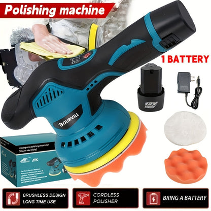 Polisseuse de voiture sans fil 8 vitesses 5000 tr/min plateau 5 pouces – Kit de polissage double alimentation batterie et secteur pour élimination des rayures, esthétique automobile et correction de peinture – Variantes rouge, jaune et machine à polir