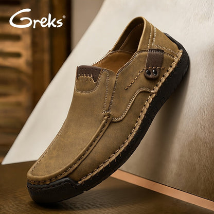 Mocassins de conduite cousus main pour homme, chaussures à enfiler légères et respirantes – Mocassins décontractés style bateau pour le travail, les voyages, la marche et l'extérieur, tailles US 4–12,5