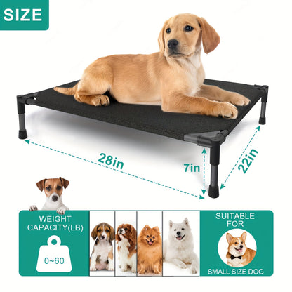 Lit surélevé rafraîchissant pour chien et panier extérieur - Lit pour animal de compagnie avec filet respirant lavable, montage sans outil, pieds antidérapants pour chiens de grande, moyenne et petite taille, usage intérieur et extérieur