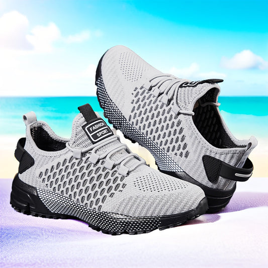 Men's Thick-Soled Non-Slip Sneakers – Lightweight Lace-Up Casual Walking Shoes for Hiking, Outdoor & Daily Wear, Comfortable Low-Top Athletic Sneakers for Men, Spring Autumn Trail Running Shoes