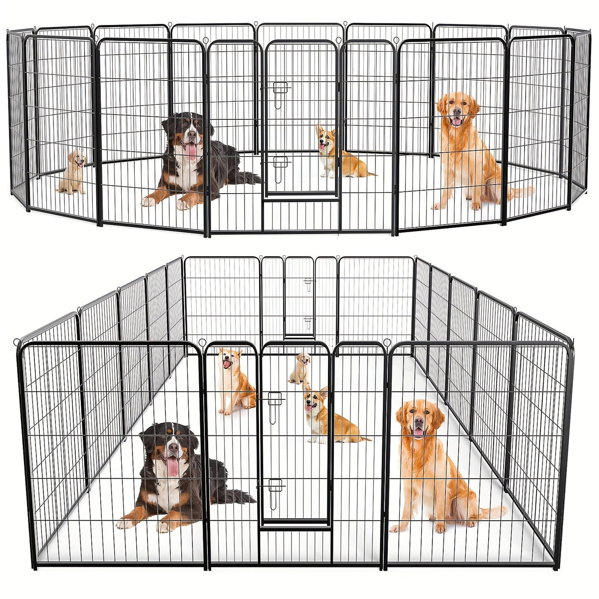 Parc portable pour chiens 8/16 panneaux, enclos d'exercice robuste pour animaux, pour grands, moyens et petits chiens, utilisation intérieure/extérieure, camping en VR, jardin, cour, parc pour chiots, lapins et autres animaux
