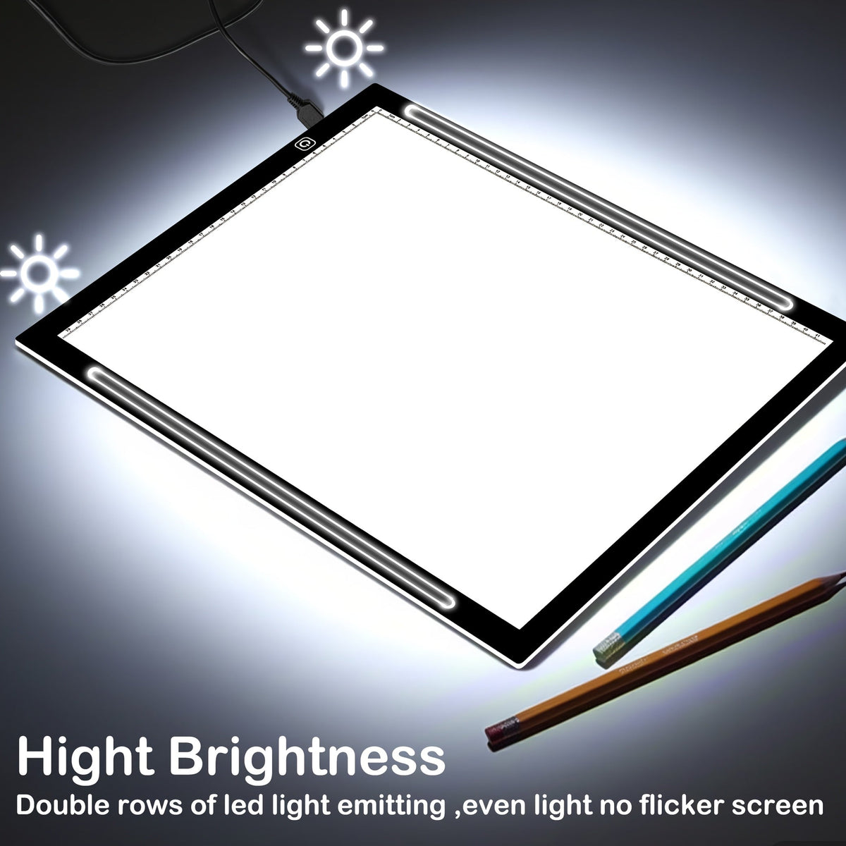 Tablette lumineuse LED A2 A3 A4 à luminosité réglable, double bande LED, table lumineuse pour diamond painting, croquis, dessin et art