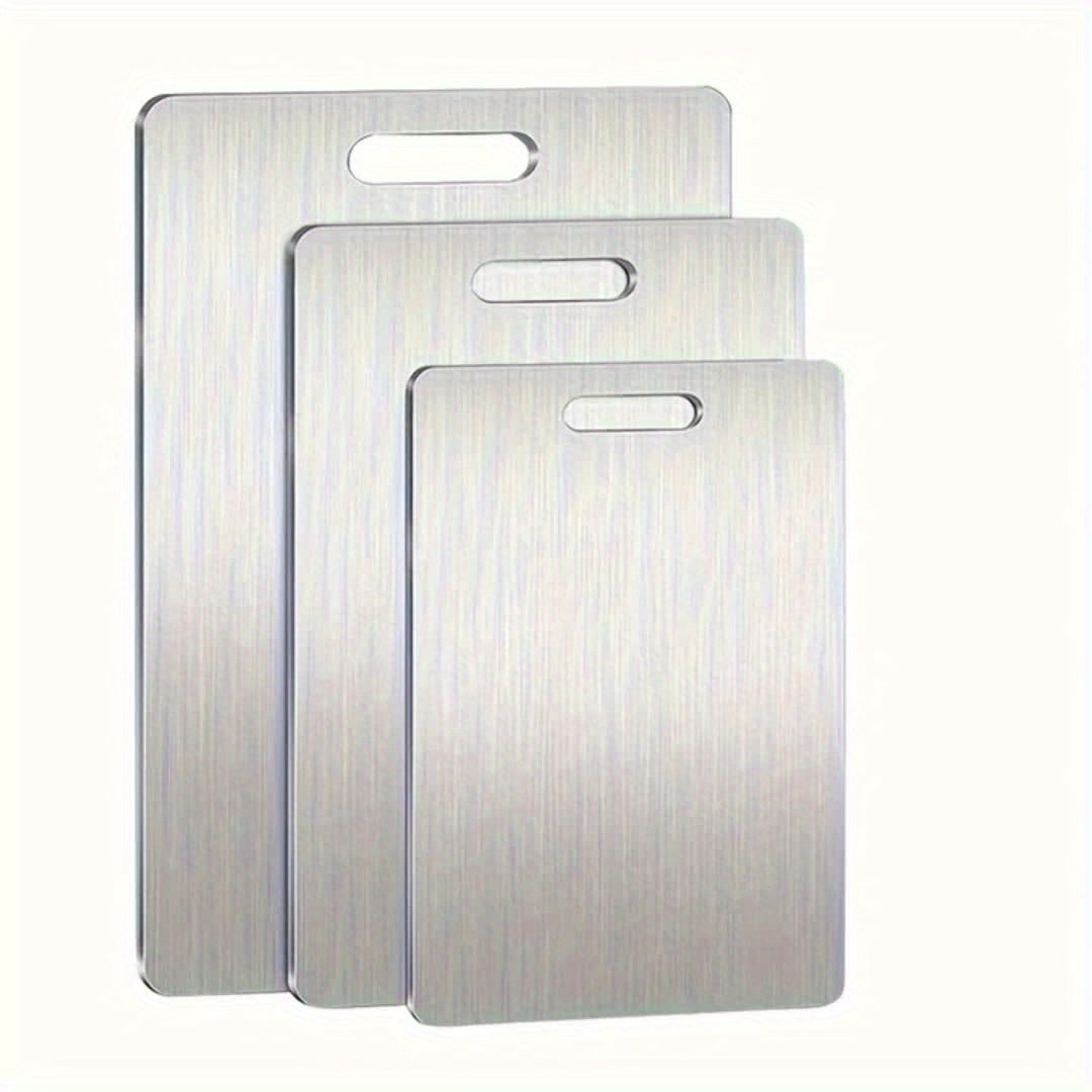 Stainless Steel Cutting Board Set of 3 Premium BPA-Free Rust-Resistant Easy to Clean Space-Saving Kitchen Chopping Boards for Meat Vegetables Fruit Food Prep