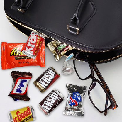 Assortiment de chocolats, sachet en vrac de 450 g – Variété de chocolats au lait, beurre de cacahuète et caramel emballés individuellement, idéal pour les fêtes d'Halloween, les vacances et le grignotage au quotidien