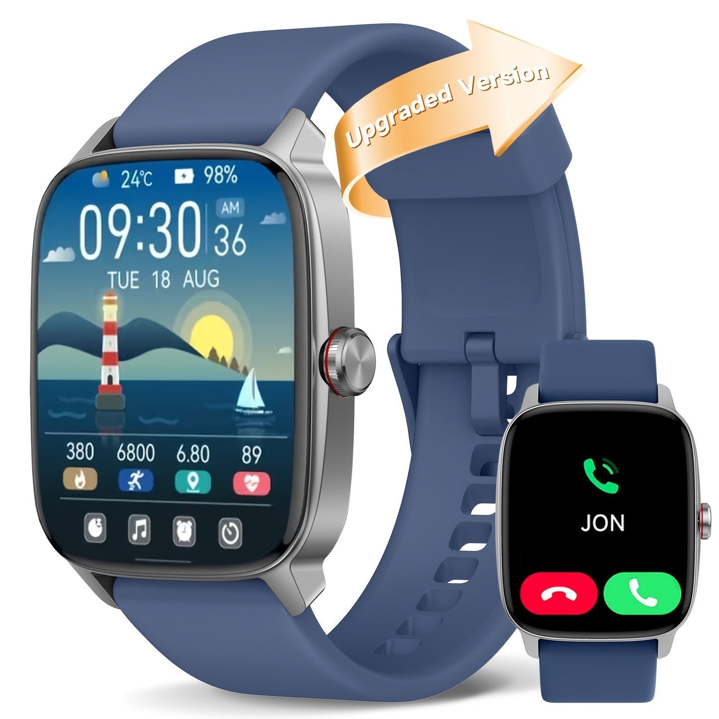 FAWEIO Smart Watch with Alexa & Wireless Calling – 1.8" HD Touchscreen, Fitness Tracker, 100+ Sports Modes, Compatible with iPhone & Android, for Women & Men