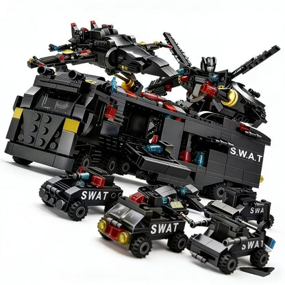 Ensemble de construction de véhicule des forces spéciales SWAT de 315 pièces – Jouet de construction de voiture robot militaire pour garçons – Kit de briques éducatif STEM – Cadeau d'anniversaire, de Noël et d'Halloween pour enfants de 6 à 12 ans