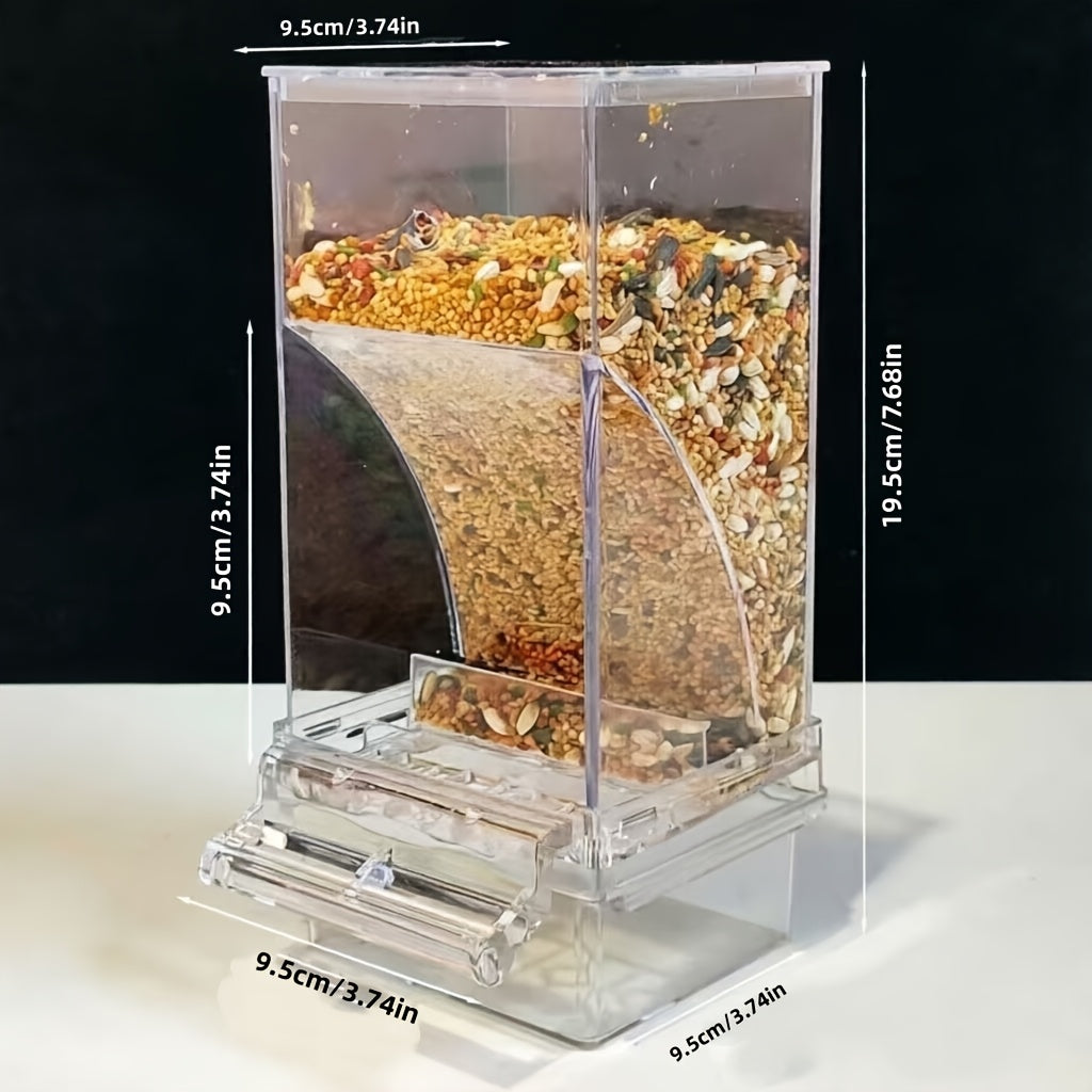 Mangeoire à oiseaux automatique en acrylique transparent - Distributeur de nourriture anti-gaspillage pour cage et extérieur - Mangeoire à graines facile à nettoyer pour tous les oiseaux, perroquets, perruches et oiseaux sauvages - Aucune pile requise