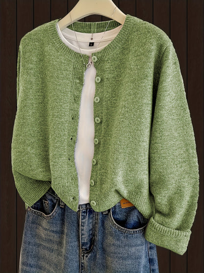 Gilet ouvert pour femme, cardigan en maille à manches longues avec fermeture boutonnée, doux et confortable, veste polyvalente décontractée pour la mode automne-hiver