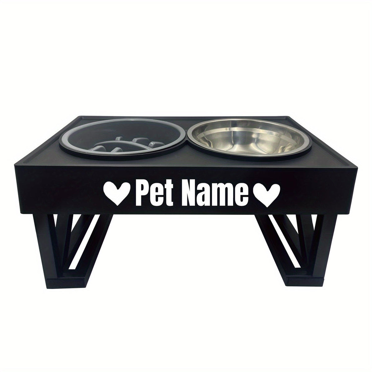 Gamelle surélevée personnalisée en acier inoxydable avec ralentisseur, double bol réglable en hauteur pour nourriture et eau pour chiens et chats de taille moyenne à grande