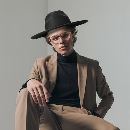 Chapeau de cow-boy à larges bords pour hommes et femmes – Fedora en feutre style western, chapeau style Panama Trilby jazz classique, chapeau de soleil pour festivals en plein air, voyages et tenue décontractée au quotidien