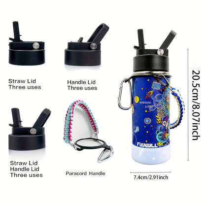16oz Kids Stainless Steel Water Bottle – Vacuum Insulated, 3D Printed Design, Leak-Proof & BPA-Free, Cold 24H Hot 12H, Fun Styles for Boys & Girls – Perfect Gift for Students, School & Outdoor Activities