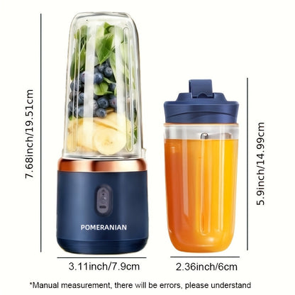 Mixeur personnel portable rechargeable par USB 1500 mAh – Blender à smoothies pour fruits et légumes en ABS de qualité alimentaire avec double tasse, mini mixeur multifonction pour la maison, les voyages et la salle de sport, coffret cadeau inclus
