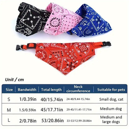 Bandana pour chien personnalisé avec fermeture à pression - Collier bavoir ajustable en polyester doux pour petits, moyens et grands chiens, tailles S M L, 4 couleurs (noir, rouge, bleu, rose), cadeau de vacances