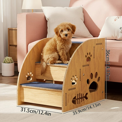 Escalier antidérapant pour chien et chat pour lit et canapé - Escaliers pour animaux à 3 ou 5 marches avec rampes de sécurité et design en pente, 38 cm de hauteur pour petits chiens, chats et animaux âgés, escalier léger et portable