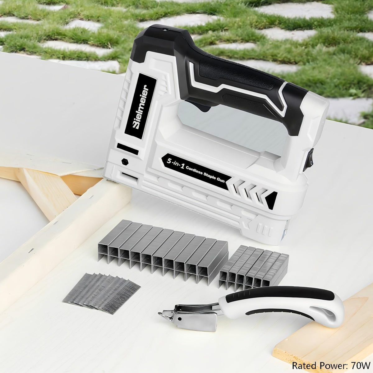 Cloueuse et agrafeuse sans fil 2 en 1 20V – Aucun compresseur nécessaire, batterie et chargeur inclus, dispositif de sécurité, 1600/2000 clous et agrafes pour la menuiserie, le rembourrage et le bricolage