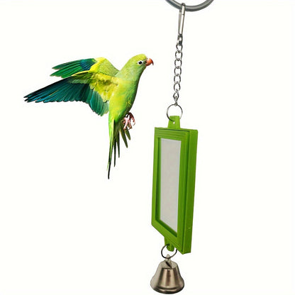Miroir double face pour oiseau - Jouet de cage carré, décoration et accessoire interactif pour perroquets, perruches, calopsittes, inséparables - Couleur aléatoire 6 x 22 cm