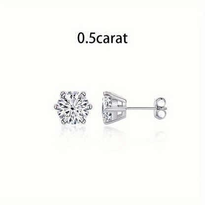 Boucles d'oreilles puces en argent sterling S925 et moissanite pour femme – Style vintage élégant, 0,5 ct, 1 ct, 2 ct, 3 ct, doré et argenté, bijou pour le quotidien ou pour offrir en cadeau