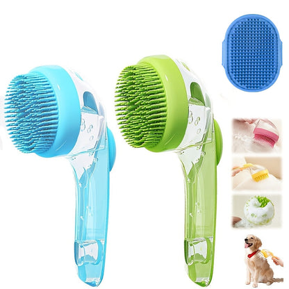 Kit de brosse de bain pour chien 2 pièces - Distributeur de shampoing en silicone souple et brosse à dents à doigt pour chats et chiens, brosse de bain de massage pour poils longs et courts, poils doux et délicats, cadeau de toilettage pour animaux
