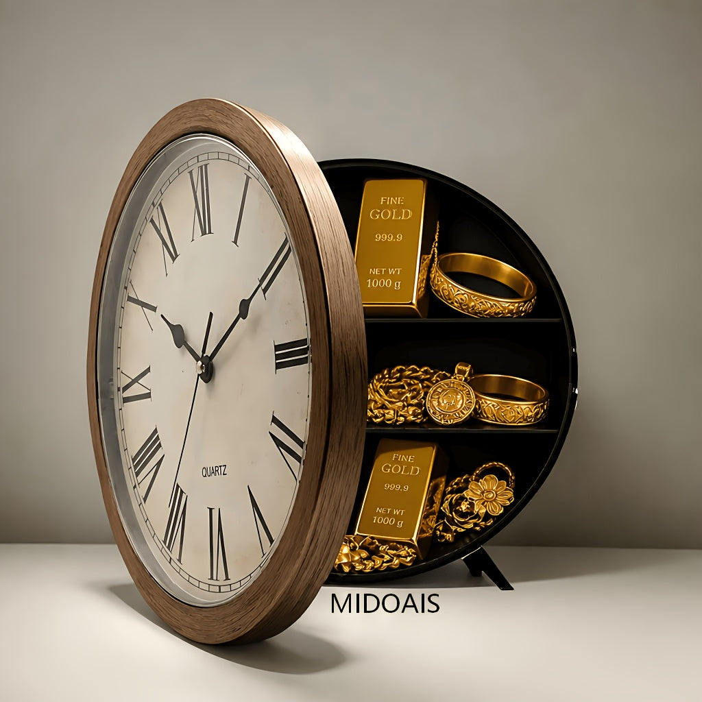 Horloge murale avec coffre-fort dissimulé pour espèces, pièces de monnaie et objets de valeur, sécurité pour maison et bureau, coffre-fort secret robuste et durable
