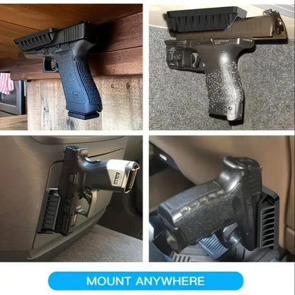 Lot de 2 supports magnétiques dissimulés pour pistolet – Support magnétique puissant pour un accès rapide, idéal pour voiture, camion, SUV, bureau, table de chevet, mur et sous comptoir, support magnétique universel pour arme de poing