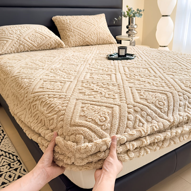 Drap de lit doux gaufré européen – Housse de matelas à poches profondes toutes saisons, literie ultra-douce lavable en machine pour lits une place, doubles, grand format et très grand format, protège-matelas chaud (sans taie d'oreiller)
