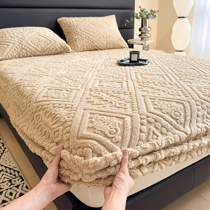 Drap de lit doux gaufré européen – Housse de matelas à poches profondes toutes saisons, literie ultra-douce lavable en machine pour lits une place, doubles, grand format et très grand format, protège-matelas chaud (sans taie d'oreiller)