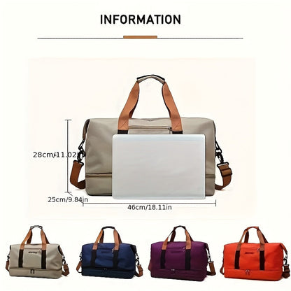 Sac de voyage grande capacité pour femme avec compartiment humide/sec – Sac de sport pour fitness et yoga, fourre-tout pour week-end et nuitée, loisirs et plein air, disponible en plusieurs coloris