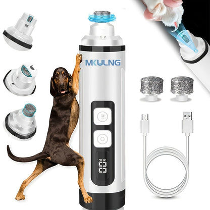 Coupe-griffes électrique silencieux pour animaux avec lumière LED – Kit de tondeuse rechargeable amélioré à 3 vitesses, entretien des pattes sans douleur pour chiens et chats de petite, moyenne et grande taille