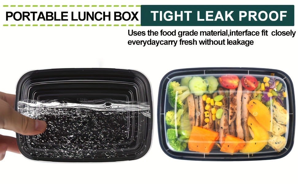 Récipients de préparation de repas 828 ml (28 oz), lot de 50 ou 150 avec couvercles – Boîtes à lunch Bento jetables en plastique à 1 compartiment, sans BPA, étanches, empilables, compatibles micro-ondes, lave-vaisselle et congélateur