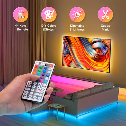 Ruban LED RVB de 15 m à 80 m – Changement de couleur avec télécommande 44 touches, mode DIY, intensité réglable, pour chambre, salon, Noël, fêtes et décoration intérieure