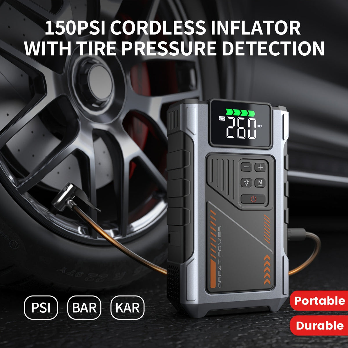 Démarreur de voiture portable 12V avec compresseur d'air en option - Booster de batterie d'urgence pour moteurs essence et diesel, compatible avec berlines, SUV, camions et tondeuses à gazon