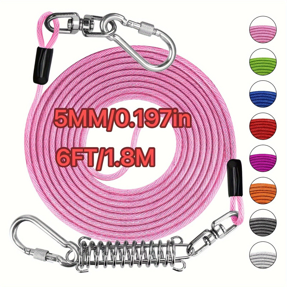Laisse pour chien ultra-résistante de 1,8, 3, 4,5, 9, 15, 23 ou 30 mètres, câble d'attache d'entraînement pour grands chiens jusqu'à 225 kg, corde de course durable et résistante aux morsures pour le jardin