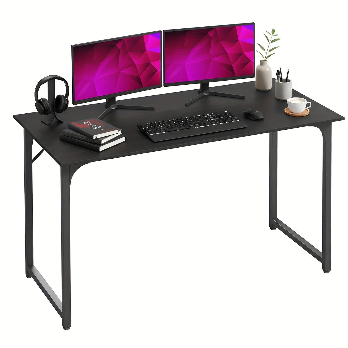 Bureau d'ordinateur 32/39/47 pouces – Bureau moderne pour écriture et gaming avec cadre en métal robuste, poste de travail pour bureau à domicile, PC, ordinateur portable et moniteur, 3 tailles disponibles