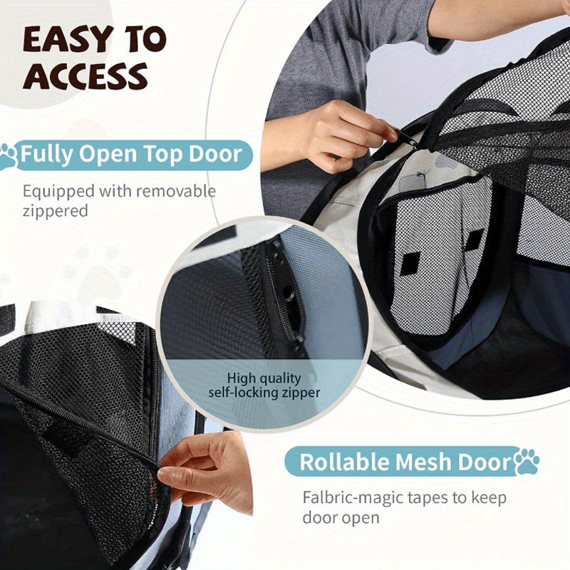 Parc pour animaux pliable et portable avec porte zippée – 3 tailles (S/M/L) Enclos grillagé rétractable pour chats, chiens, chiots et chatons, enclos anti-rayures pour intérieur et extérieur