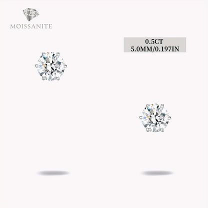 Boucles d'oreilles puces en moissanite, couleur D, pureté VVS, taille ronde brillant, argent sterling 925 – Options de 1 ct à 10 ct, pochette en velours et chiffon de polissage inclus, cadeau idéal pour un anniversaire, Noël et la Saint-Valentin (4,25 g)