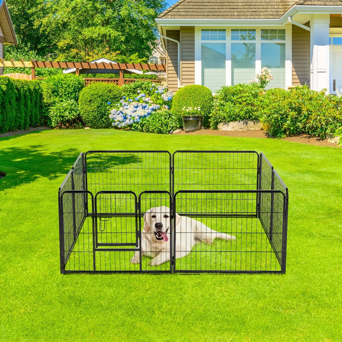 Parc pour chiens 8 ou 16 panneaux, chenil en métal à monter soi-même avec porte pour grands, moyens et petits chiens – 24, 32, 40 pouces, enclos pour chiots intérieur/extérieur, facile à assembler et à déplacer