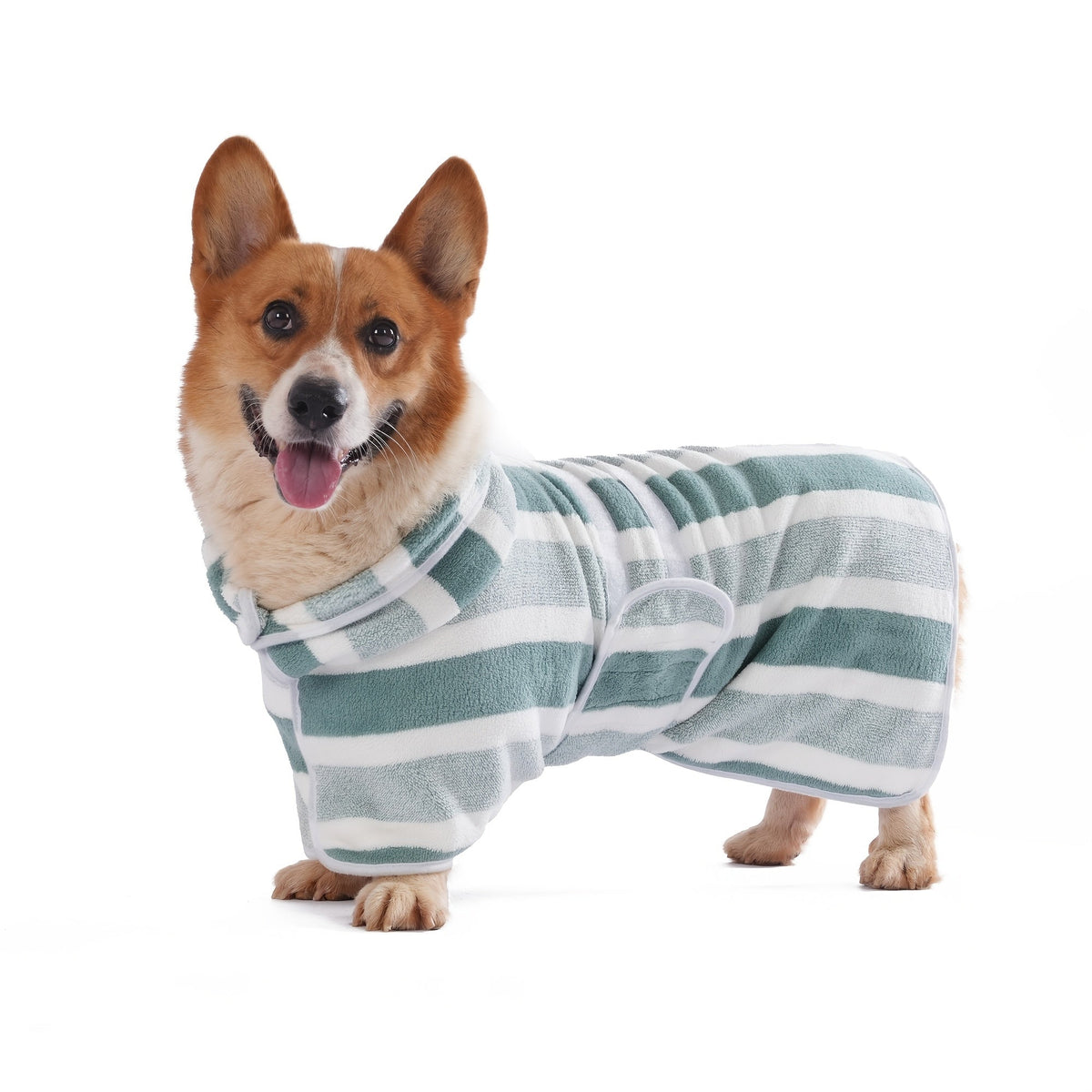 Dog Bathrobe Quick-Dry Super Absorbent Striped Pet Drying Towel Robe – Adjustable Belly Band, Ultra-Soft Microfiber Bath Wrap for Small, Medium & Large Dogs, Multiple Colors, Home & Post-Bath Use