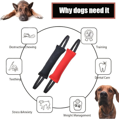 Lot de 2 jouets corde de tir à la corde à deux poignées pour chien – Jouets à mâcher interactifs et ergonomiques pour petits et chiens moyens, jouet à tirer durable pour le nettoyage des dents, pour le renforcement des liens et le dressage, noir et rouge