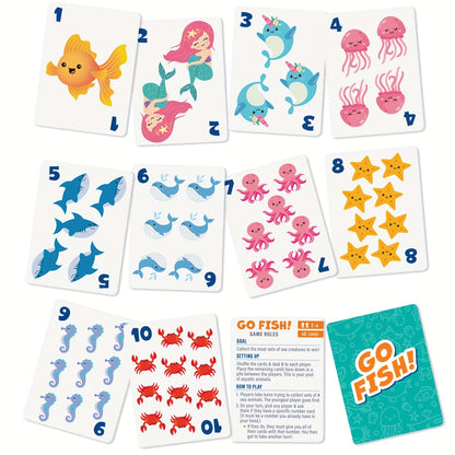 Jeu de 6 cartes pour enfants avec 6 paquets – Pêche, Pouilleux, Huit Américain, Mémo, Slap Jack et cartes Animaux | Soirée jeux en famille à partir de 4 ans, cadeau d'anniversaire et de Noël, cadeau de Noël