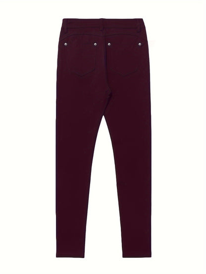 Jean skinny stretch taille haute pour femme, détail bouton en métal, style urbain, pantalon en jean coupe ajustée, 10 couleurs, S-XXL