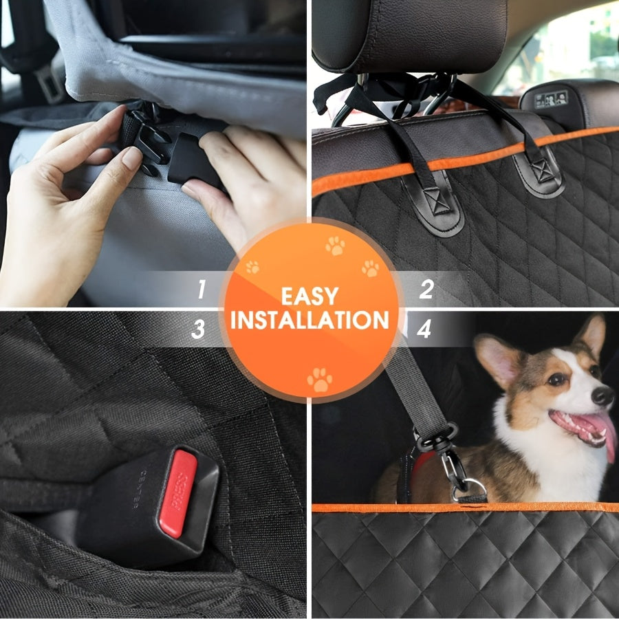 Housse de siège de voiture pour chien – Protection de banquette arrière antidérapante et anti-rayures avec 4 poches de rangement et rabats latéraux pour voitures, camions et SUV