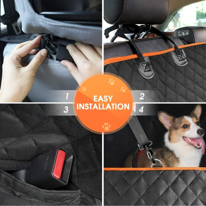 Housse de siège de voiture pour chien – Protection de banquette arrière antidérapante et anti-rayures avec 4 poches de rangement et rabats latéraux pour voitures, camions et SUV