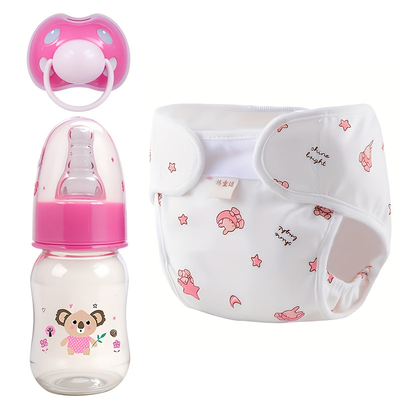 Kit d'accessoires de repas pour poupée reborn avec biberon, couche et tétine, ensemble de soins réaliste pour poupée, compatible avec les poupées reborn et classiques, cadeau idéal d'anniversaire ou de fête pour enfants