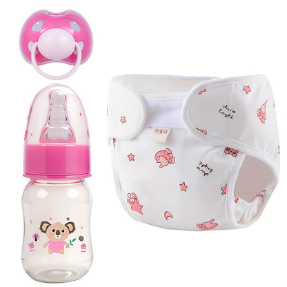 Kit d'accessoires de repas pour poupée reborn avec biberon, couche et tétine, ensemble de soins réaliste pour poupée, compatible avec les poupées reborn et classiques, cadeau idéal d'anniversaire ou de fête pour enfants