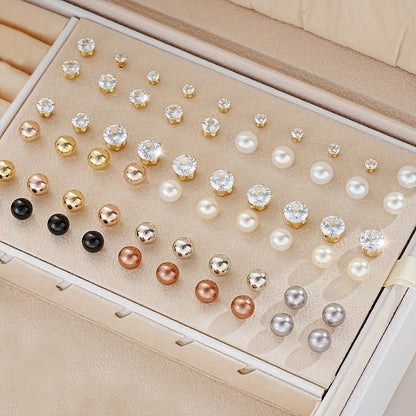 Lot de 108 boucles d'oreilles pour femmes, mélange de perles, strass, métal, clous géométriques et créoles - Ensemble de bijoux bohèmes pour le quotidien, les vacances, les rendez-vous, les fêtes et les cadeaux