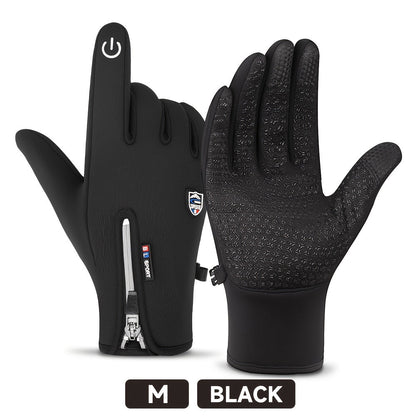 Gants de sport d'hiver coupe-vent et imperméables avec écran tactile et adhérence antidérapante – Gants chauds pour le cyclisme et le ski pour hommes et femmes, 100 % polyester, fermeture éclair, tailles M-XL