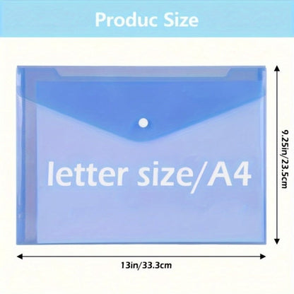 24-Pack Plastic File Folders with Snap Buttons – A4 & Letter Size, Durable PP Document Organizers in Assorted Colors for School, Home & Office Filing