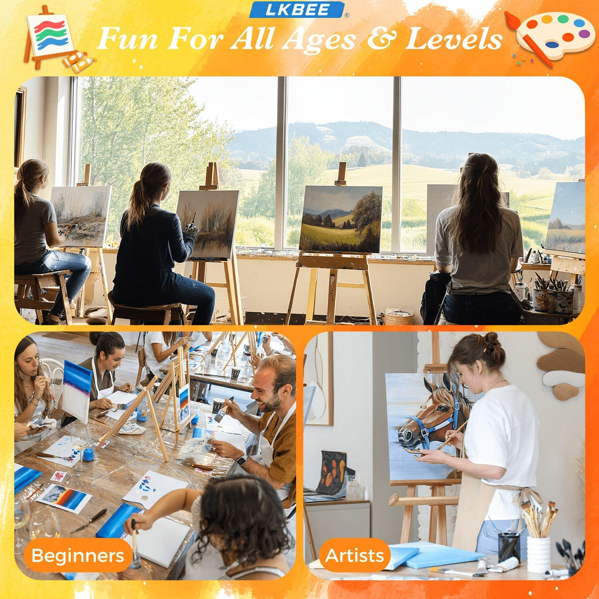 Lot de châssis entoilés ronds et carrés multi-formats – Packs de 5 à 20 pièces en 10x10, 11x14, 12x12, 16x16 et plus – Idéal pour le pouring acrylique, la technique humide sur humide, la peinture à l'huile et l'enseignement en classe