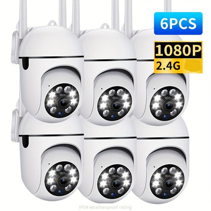 Lot de 6 caméras de sécurité WiFi Full HD 1080p avec rotation panoramique à 355°, vision nocturne, audio bidirectionnel et détection de mouvement – Caméra de sécurité intérieure sans fil, alimentée par USB, compatible avec smartphone